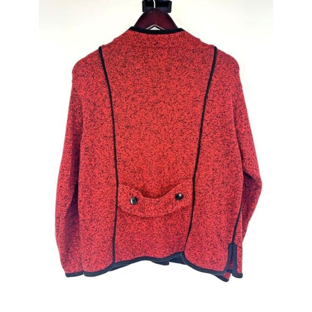 Lisa Nichols Red with Black Trim Button Down Women's Cardigan Sweater Size Large - Picture 5 of 10